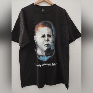 Vintage Halloween Michael Myers Shirt Men's XL Horror Promo Blue Grape Y2K